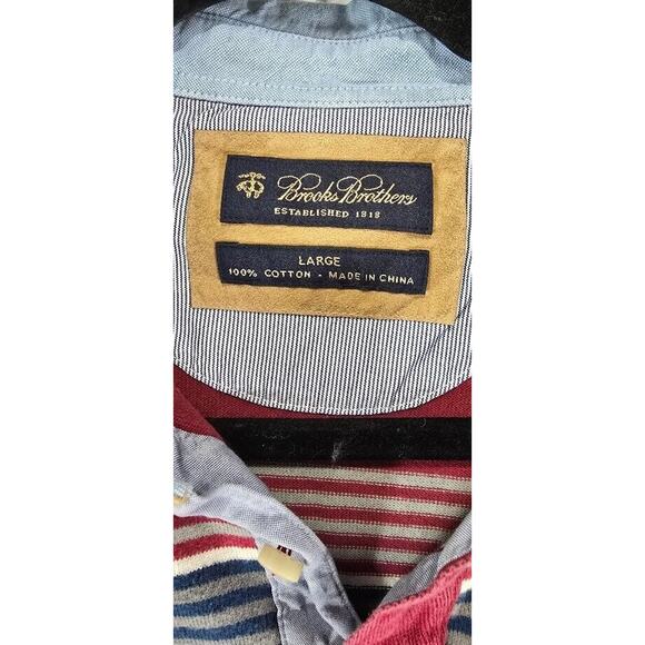 Brooks Brothers Red striped Long Sleeve Polo Size Large mens - Picture 3 of 11